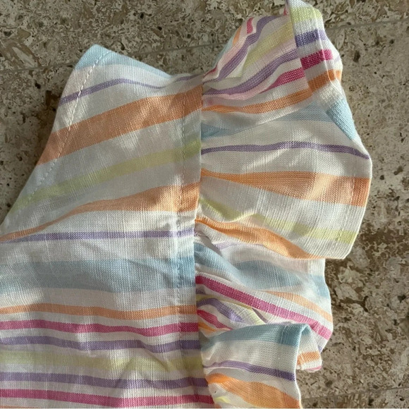 🐱 2 / $15 NWT Cat & Jack Multi Color Stripe Girls Top ruffle Sleeve Square Neck - Picture 4 of 4